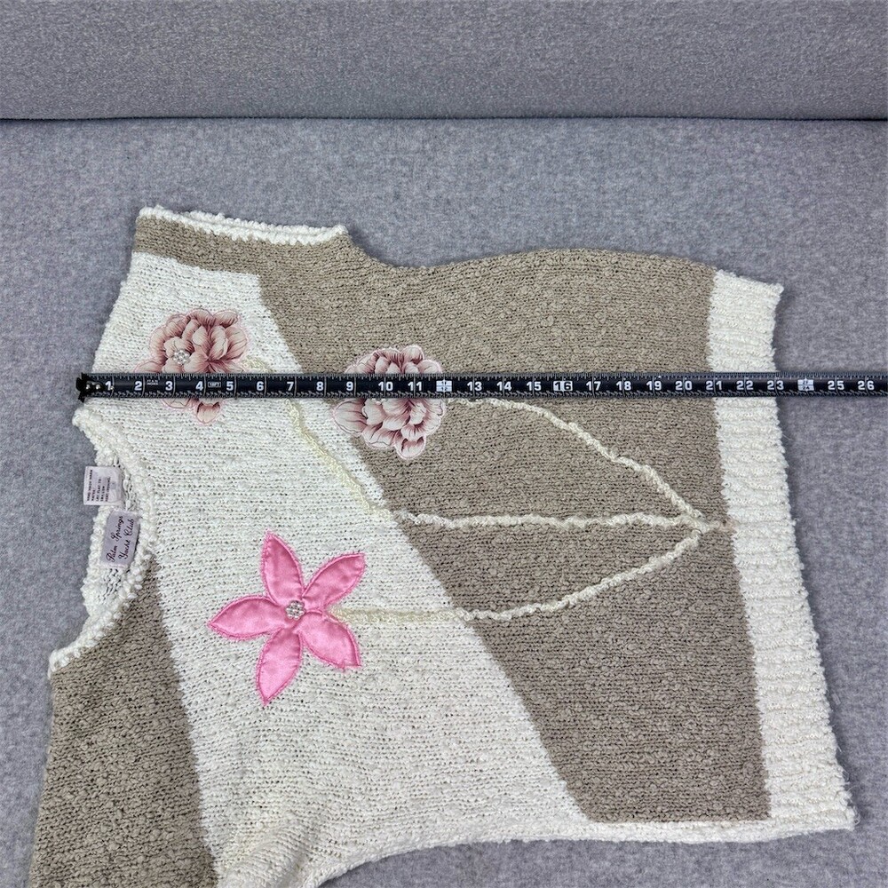 Vintage Palm Springs Yacht Club Sweater Womens M Ivory Boucle Floral Applique - Picture 8 of 11